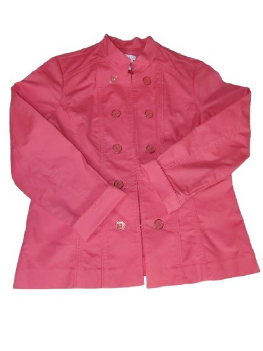 Chico's Coral Pink Hook-Front Military Jacket - Size 2 (Large) - EUCl
